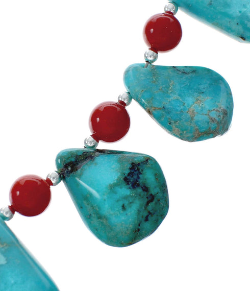 Native American Navajo Multicolor Sterling Silver Bead Necklace X10796